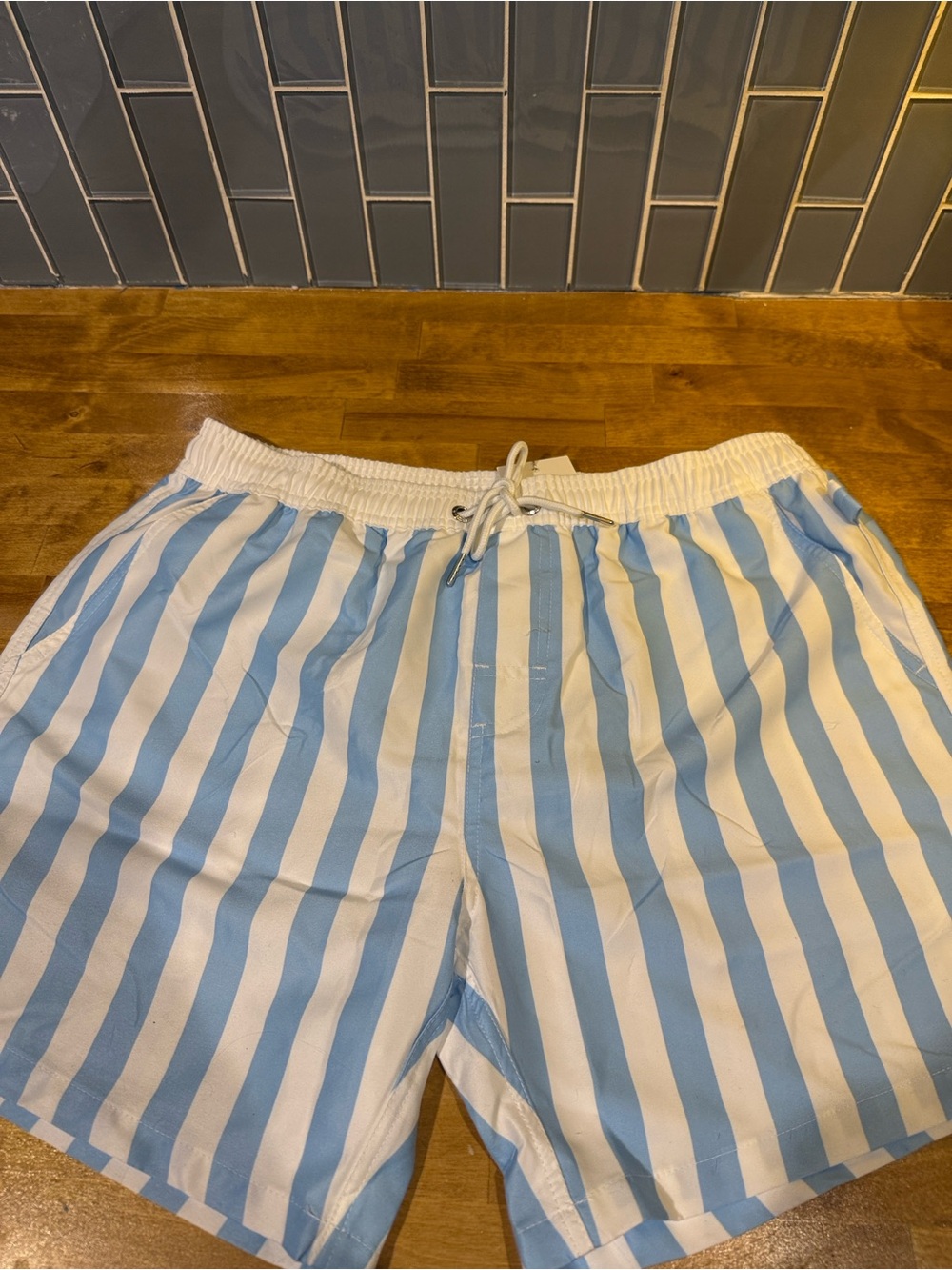 Mykonos Striped Light Blue & White Men’s Swim